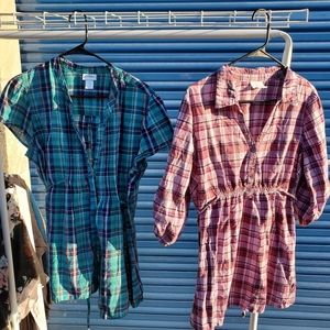 Lot of two plaid maternity blouses by motherhood size XL